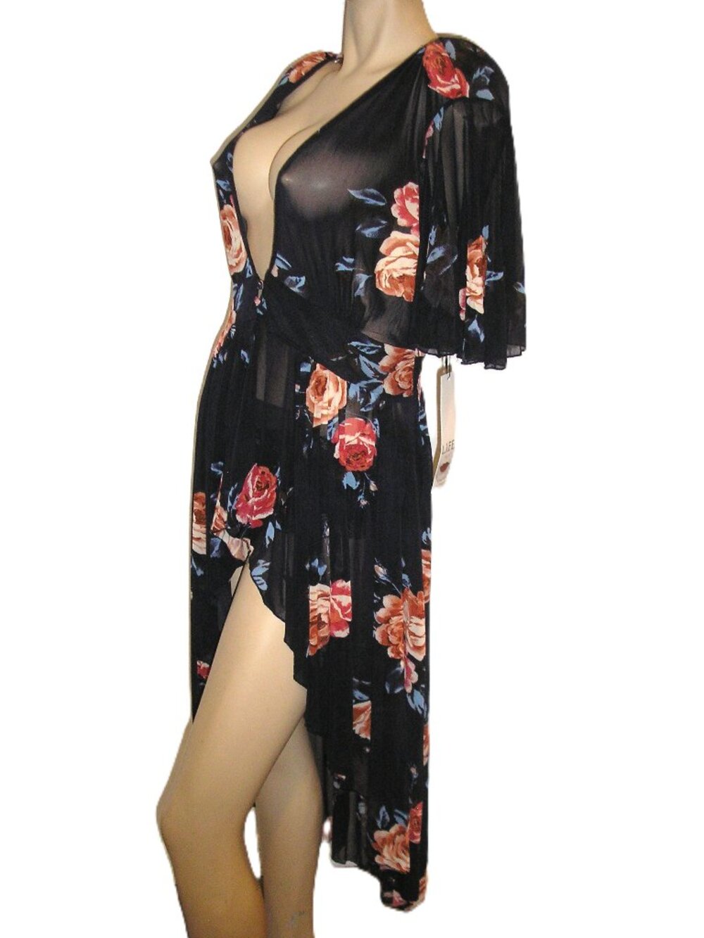 L.I.F.E. High Low Floral Sheer Dress Top, Size Large NEW NWT